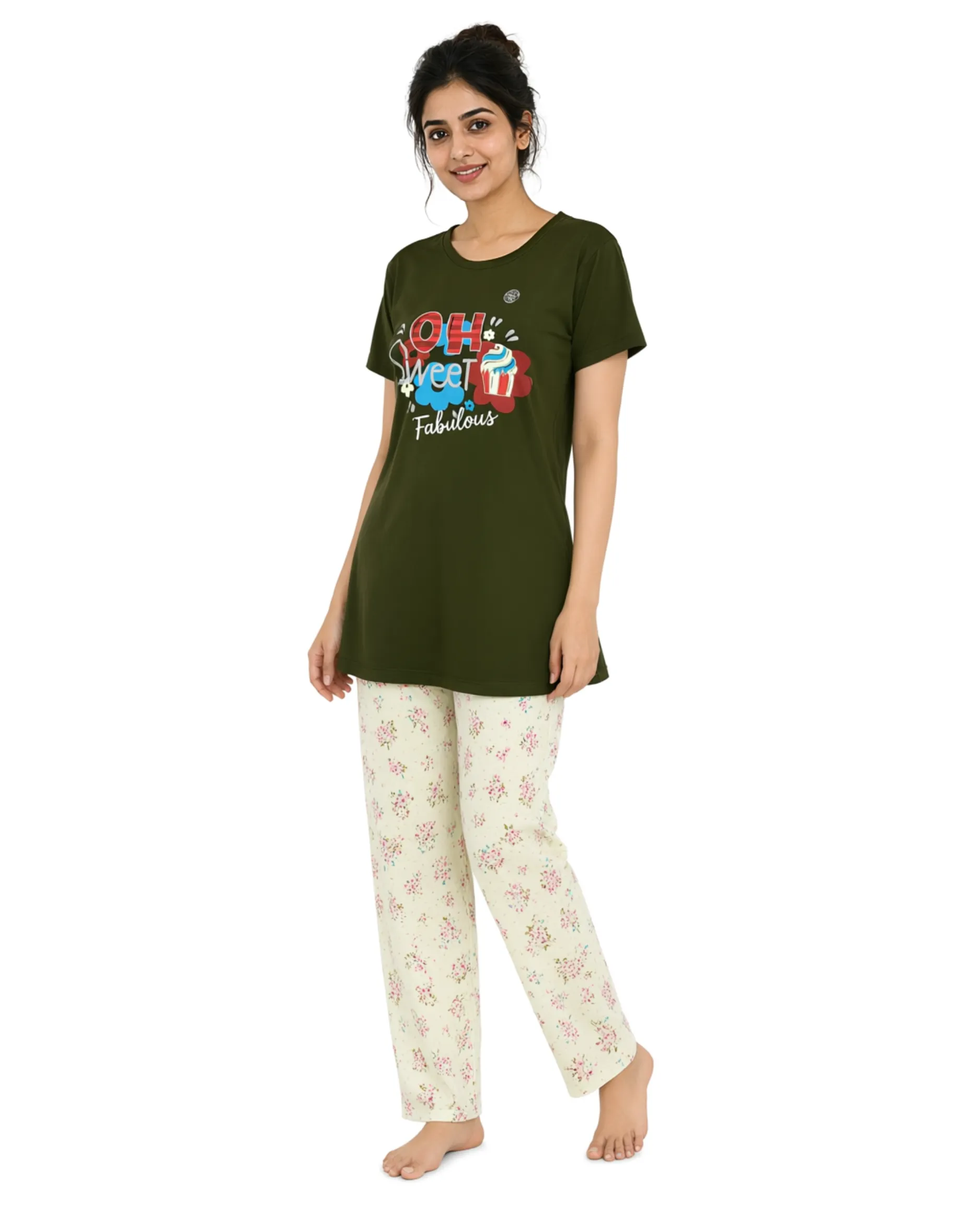 Women's Cotton Printed Pyjama Set – Bee Fabulous Night Dress
