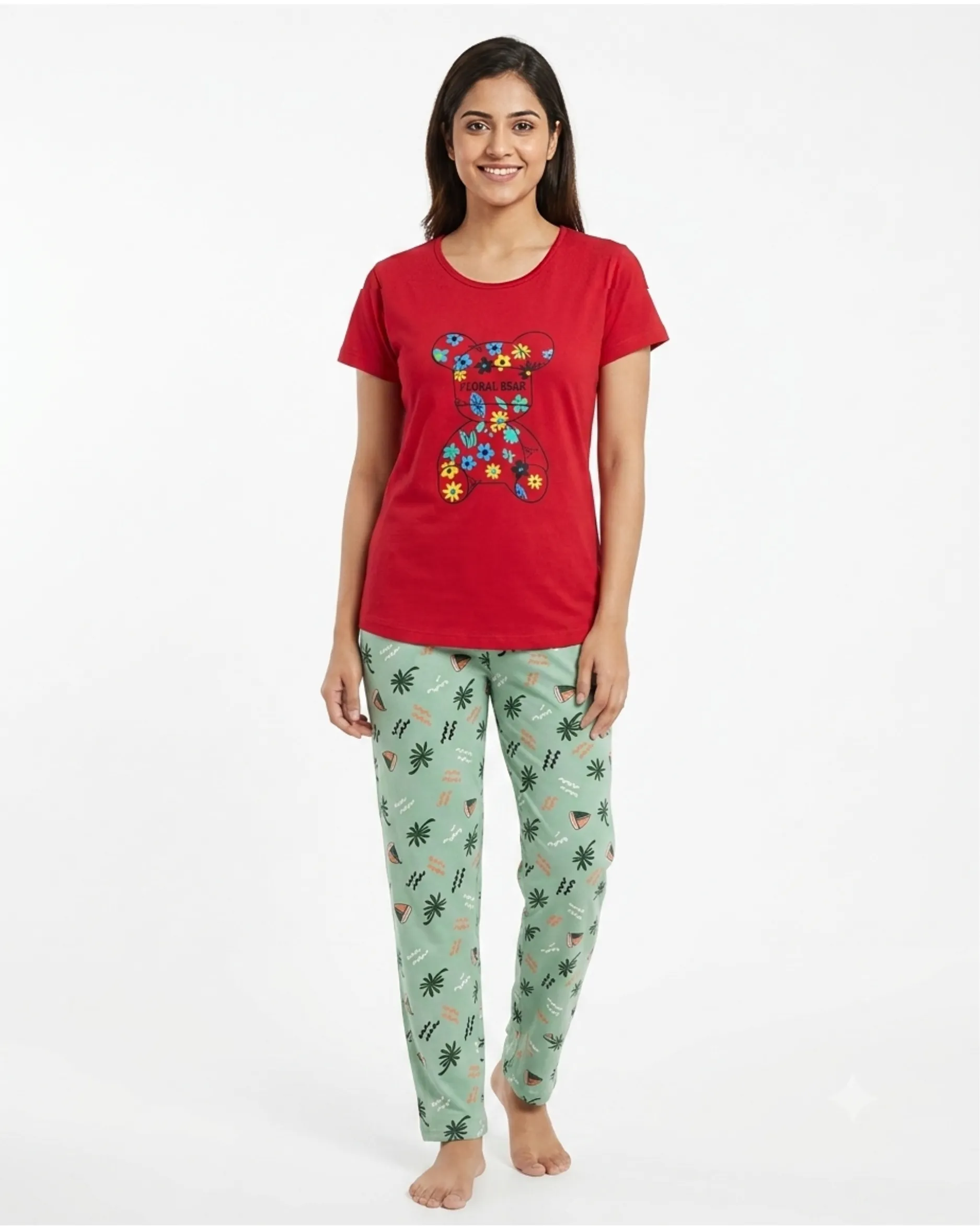 Women's Cotton Printed Pyjama Set – Bee Fabulous Night Dress