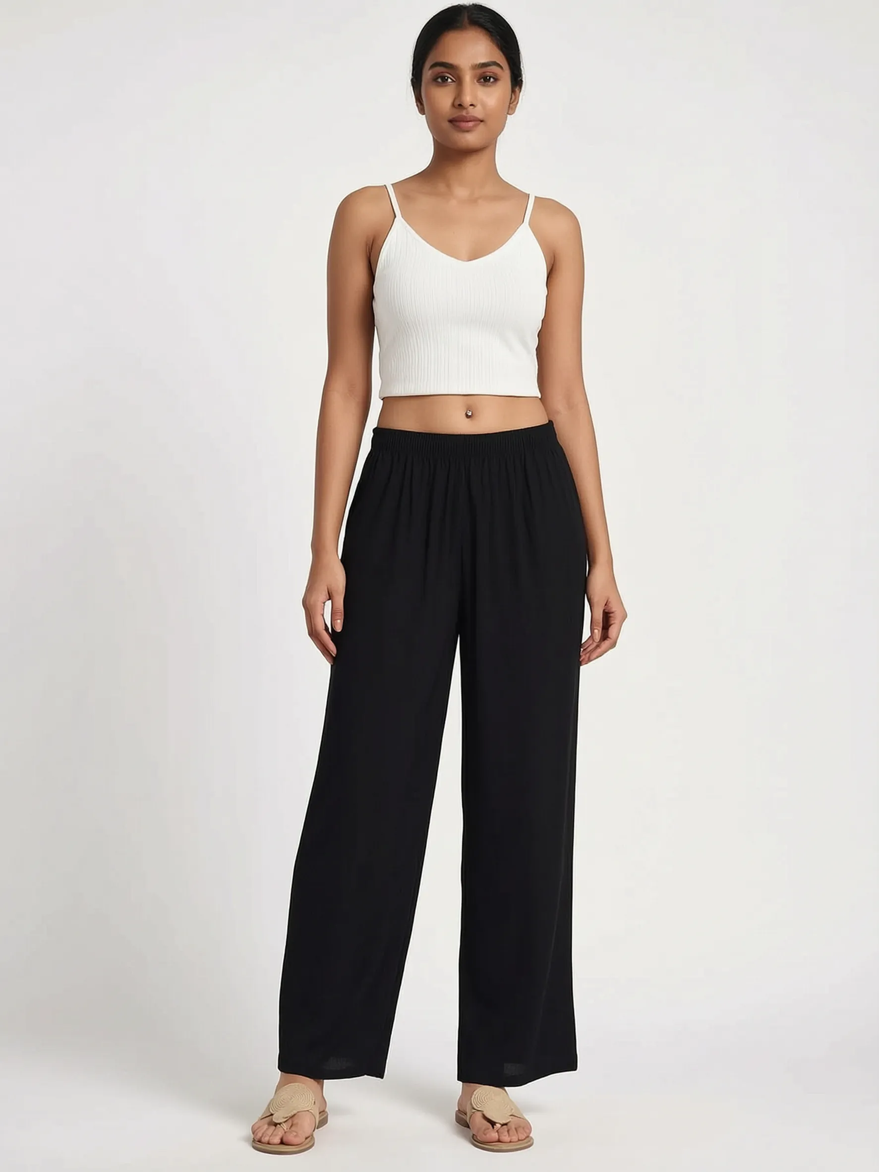 Youkay Lyca Palazzo Pant with Side Pockets