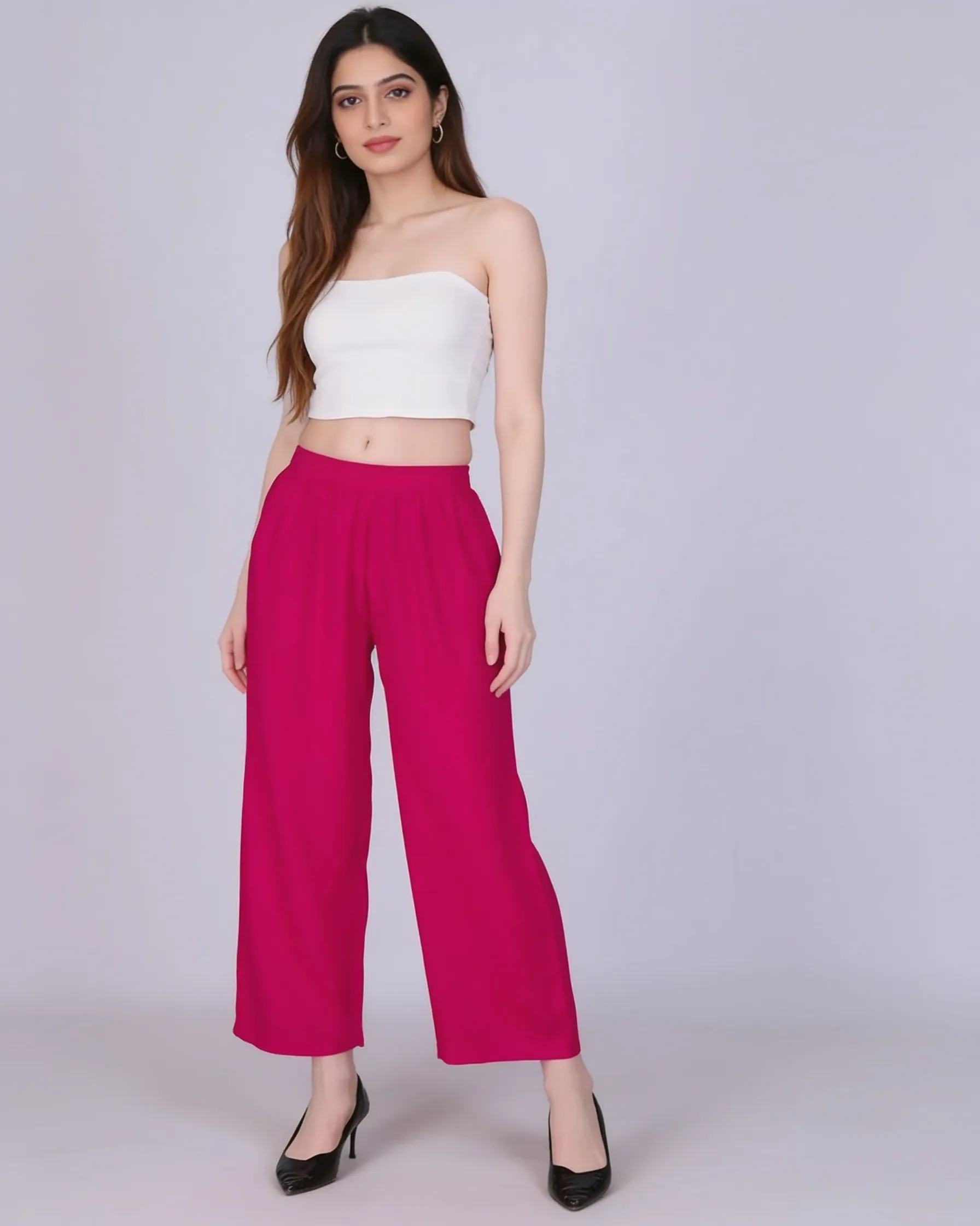 Youkay Lyca Palazzo Pant with Side Pockets