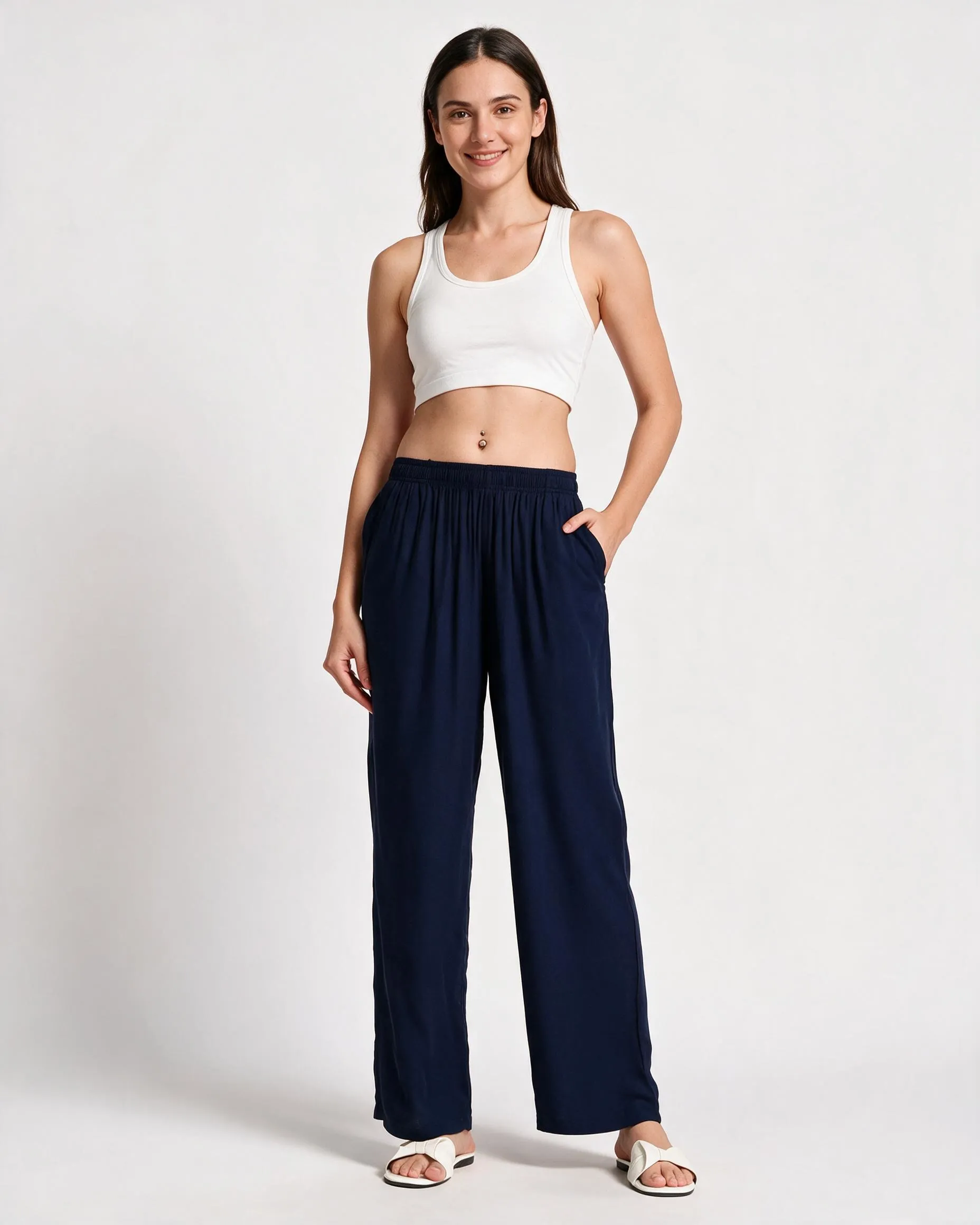 Youkay Lyca Palazzo Pant with Side Pockets