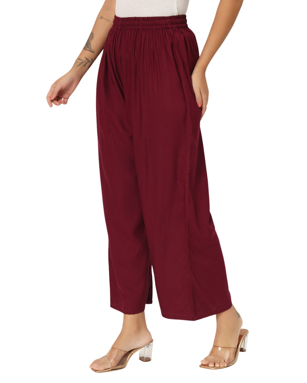 Youkay Lyca Palazzo Pant with Side Pockets