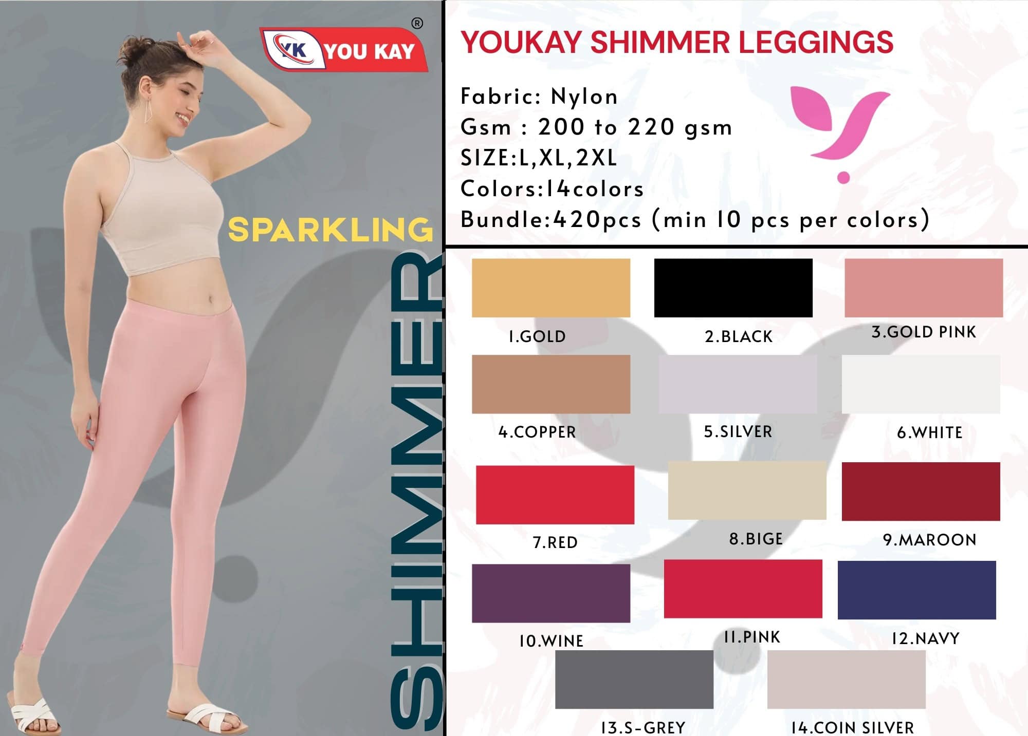 YOUKAY SHIMMER LEGGINGS - Wholesale Clothing
