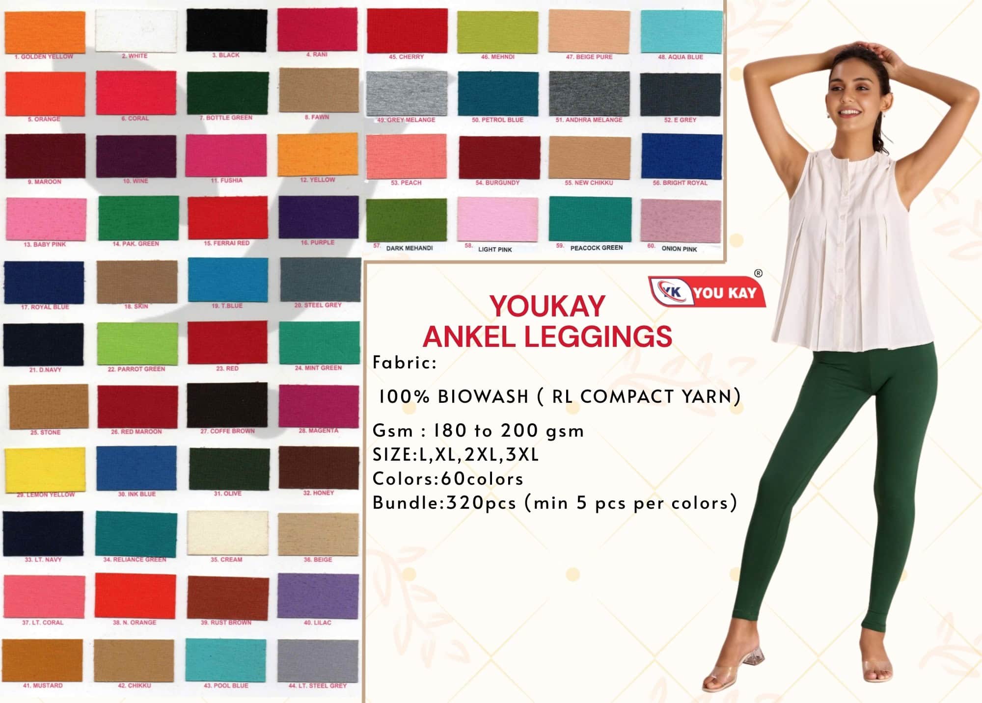 YOUKAY ANKEL LEGGINGS - Bulk Leggings Manufacturers