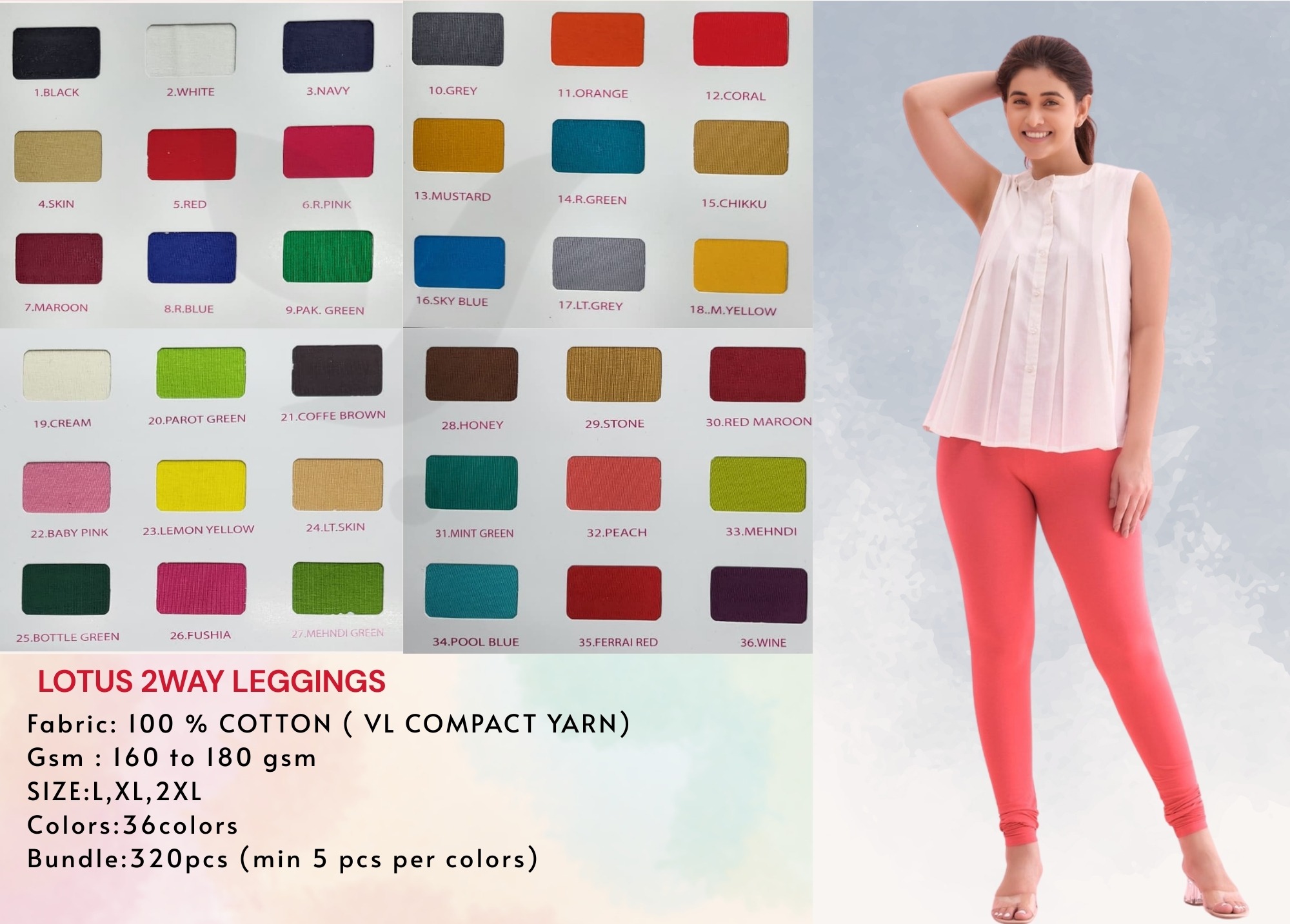 LOTUS 2 WAY LEGGINGS - Cotton Leggings Manufacturers